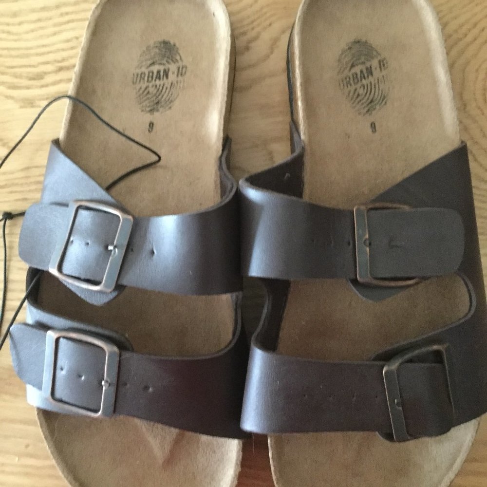 Slide on sandals size 9. Urban ID brown new